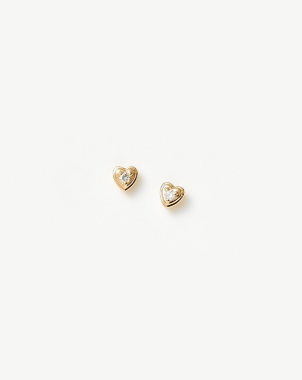 Missoma Fine Diamond Heart Stud Earrings