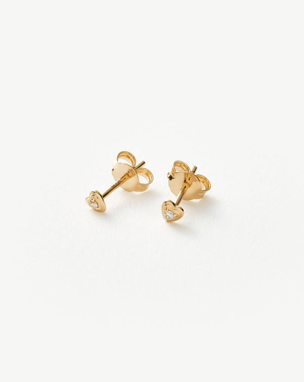 missoma Fine Diamond Heart Stud Earrings