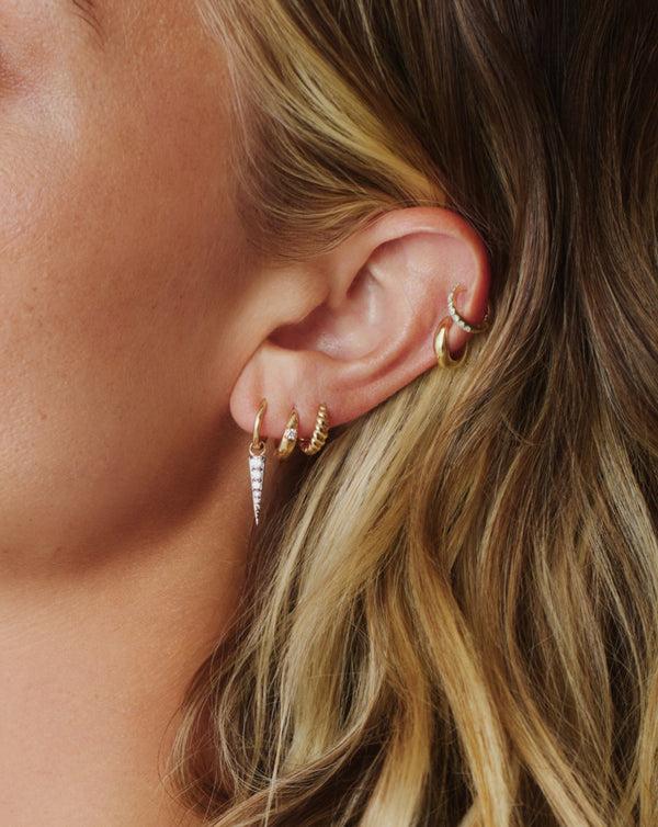 Missoma Fine Diamond Spike Charm Hoop Earrings