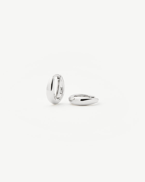 missoma Fine Dome Huggies | 14ct Solid White Gold