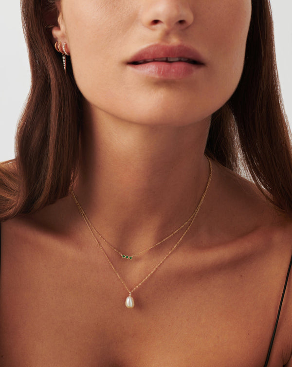 Missoma Fine Emerald Solitaire Trio Necklace