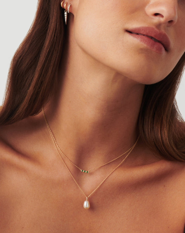 Missoma Fine Emerald Solitaire Trio Necklace