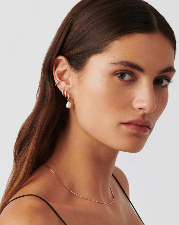 Missoma Fine Pearl Drop Mini Hoop Earrings