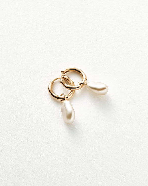 Missoma Fine Pearl Drop Mini Hoop Earrings