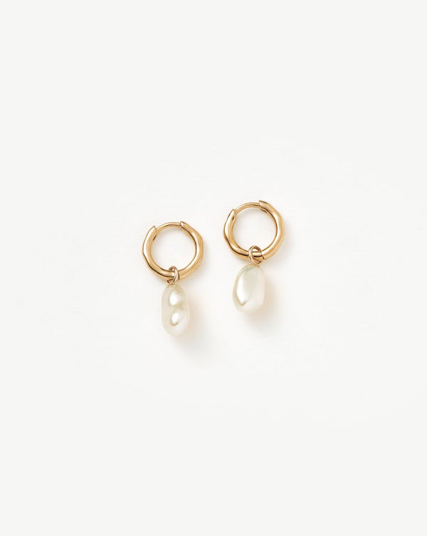 missoma Fine Pearl Drop Mini Hoop Earrings