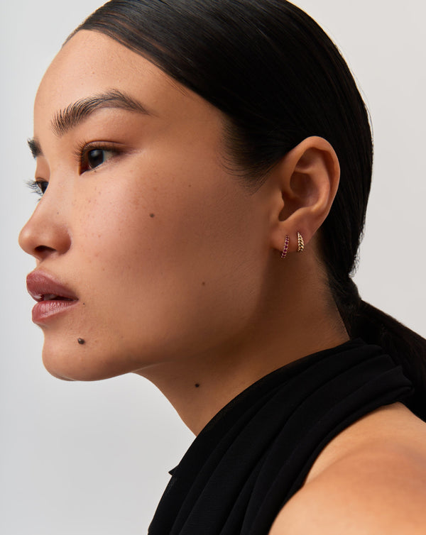 Missoma Fine Ruby Huggies | 14ct Solid Gold/Ruby