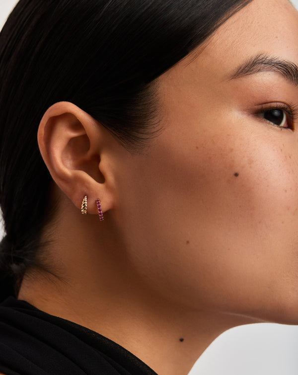 Missoma Fine Ruby Huggies | 14ct Solid Gold/Ruby