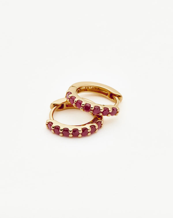 Missoma Fine Ruby Huggies | 14ct Solid Gold/Ruby