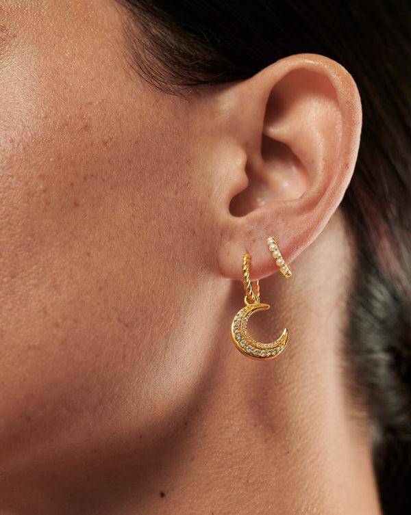 Missoma Gemstone Huggies | 18ct Gold Vermeil/Pearl