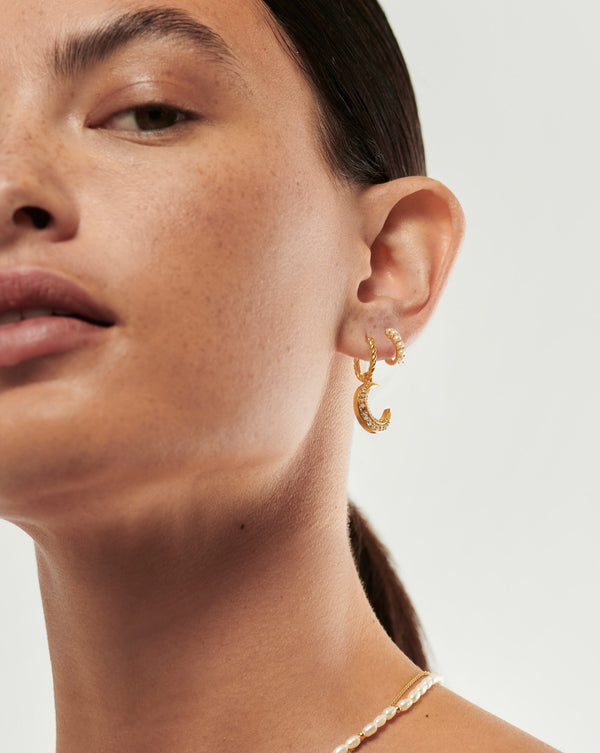 Missoma Gemstone Huggies | 18ct Gold Vermeil/Pearl