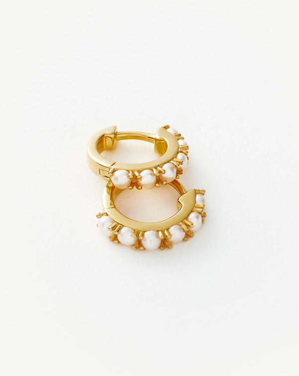 Missoma Gemstone Huggies | 18ct Gold Vermeil/Pearl