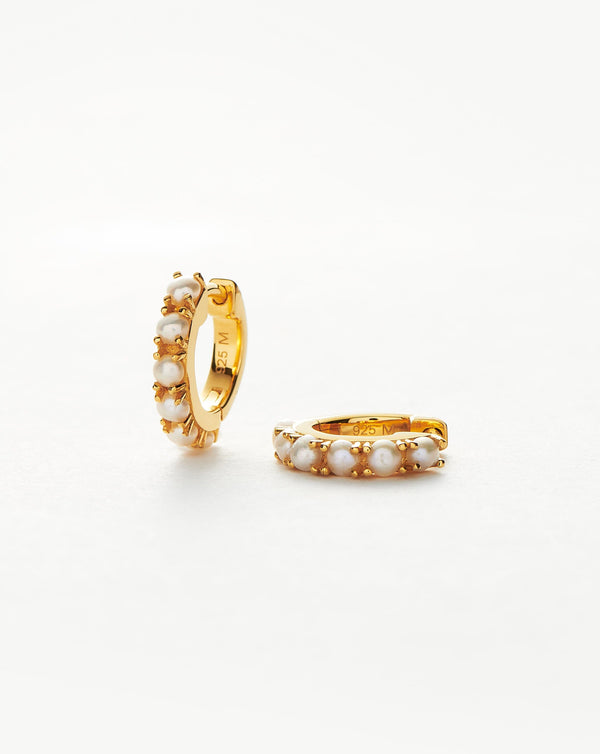 missoma Gemstone Huggies | 18ct Gold Vermeil/Pearl