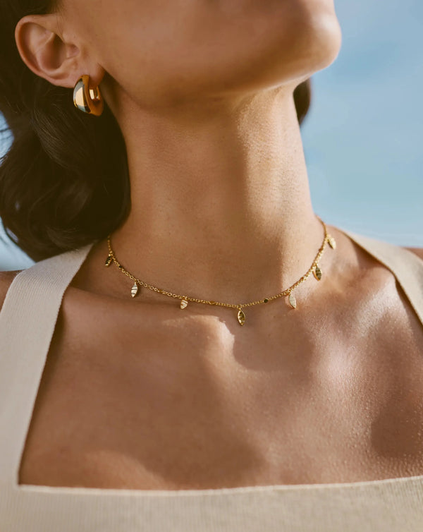 Missoma Leaf Charm Choker | 18ct Gold Vermeil