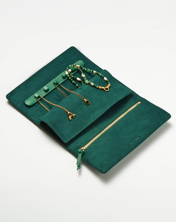 Missoma Leather Jewellery Roll | Malachite Green