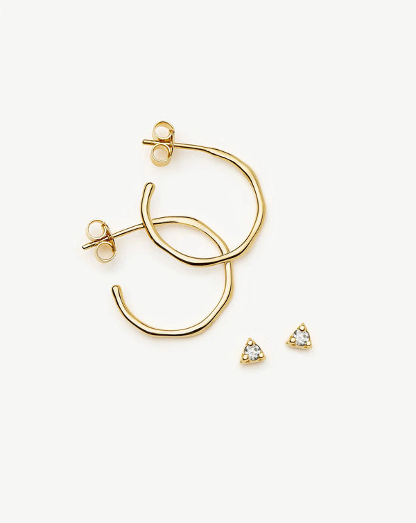 missoma Molten Hoop & Prism Stud Earrings Set UK
