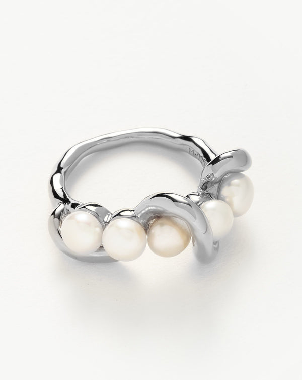 Missoma Molten Pearl Twisted Stacking Ring