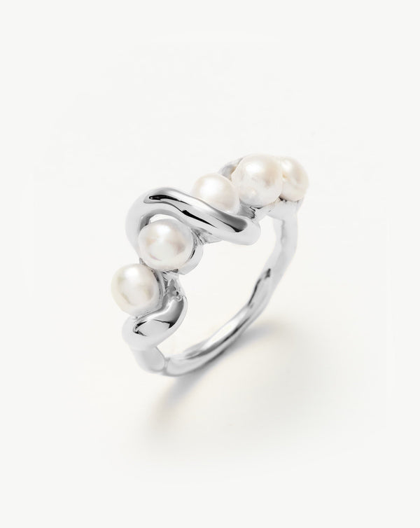 missoma Molten Pearl Twisted Stacking Ring