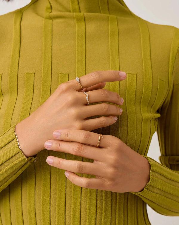 Missoma Molten Snow Fine Diamond Stacking Ring UK