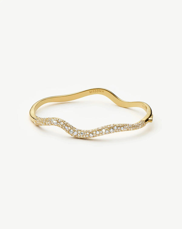 missoma Molten Snow Ripple Hinged Bangle UK