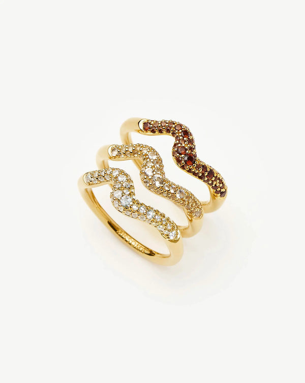missoma Molten Snow Stacking Ring Set UK
