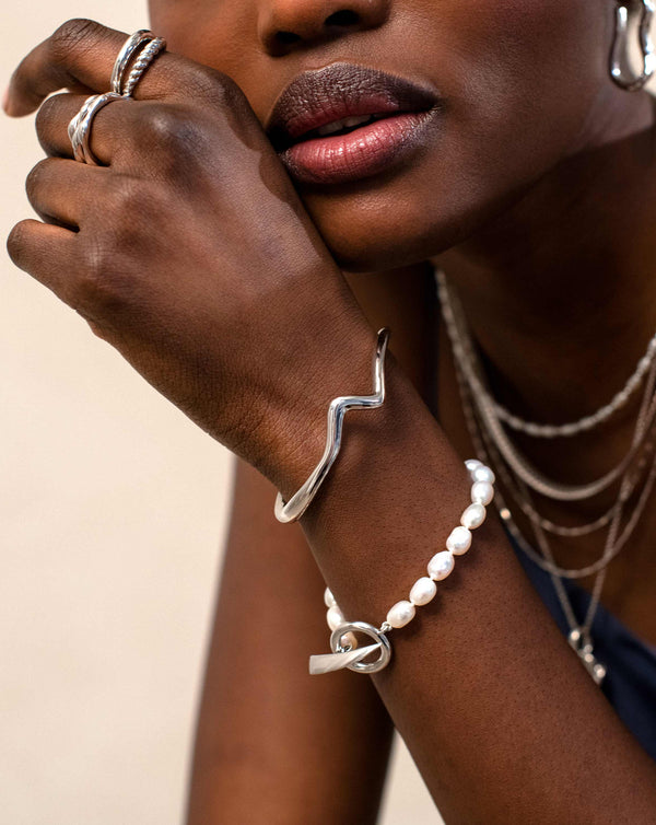 Missoma Molten Wave Silver Cuff Bracelet UK