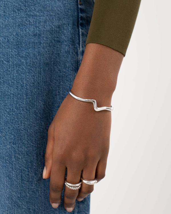 Missoma Molten Wave Silver Cuff Bracelet UK