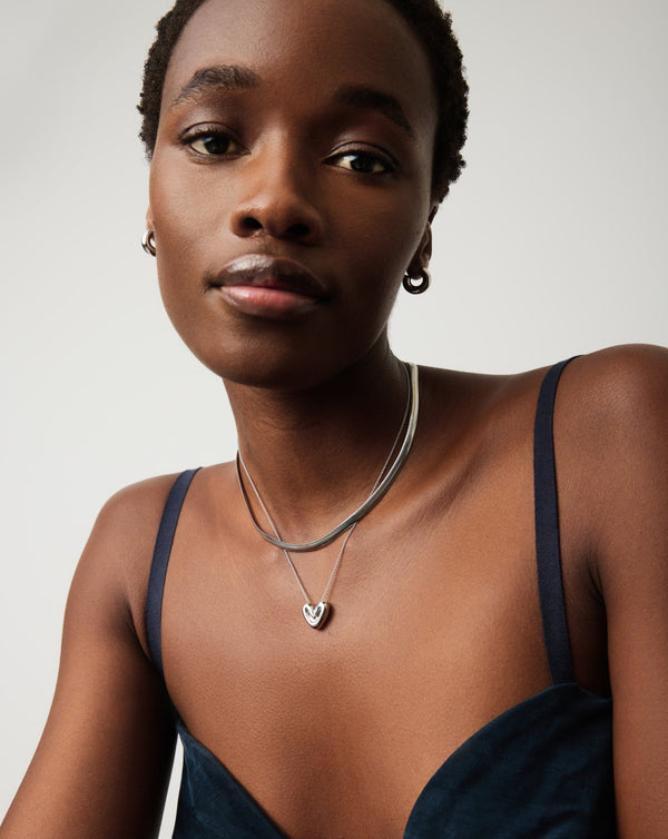 Missoma Puffy Heart Pendant Necklace | Silver Plated