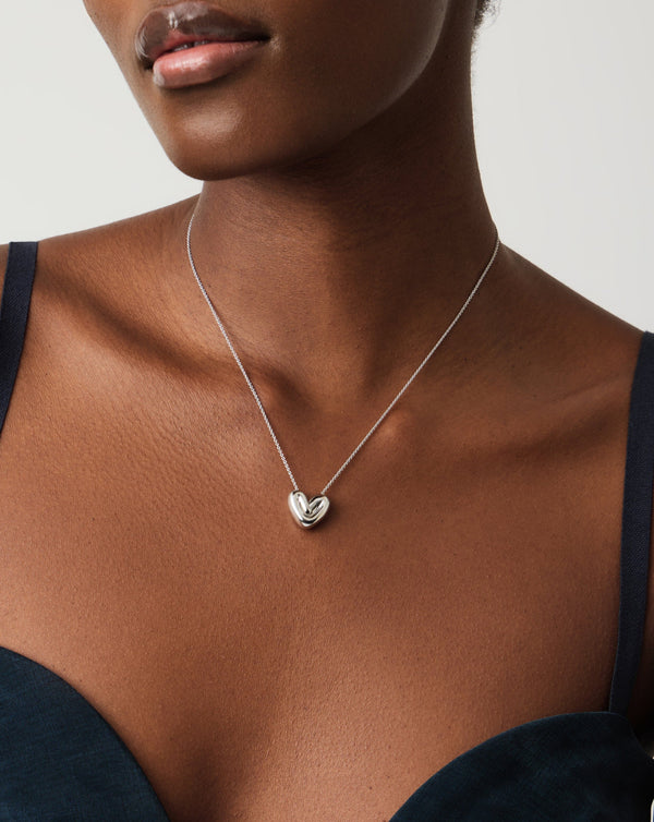 Missoma Puffy Heart Pendant Necklace | Silver Plated