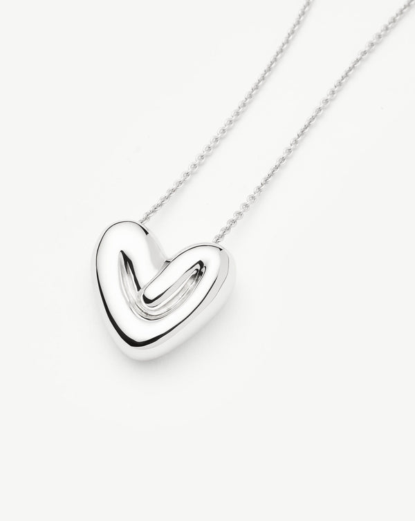 Missoma Puffy Heart Pendant Necklace | Silver Plated