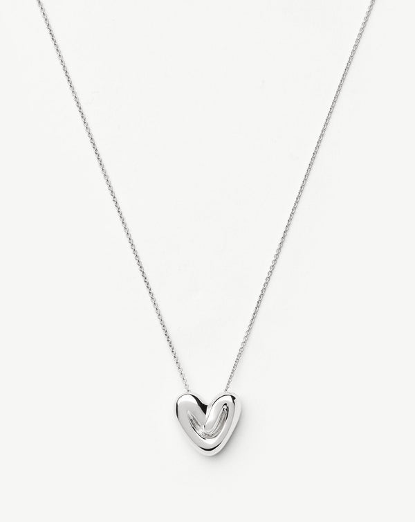 missoma Puffy Heart Pendant Necklace | Silver Plated