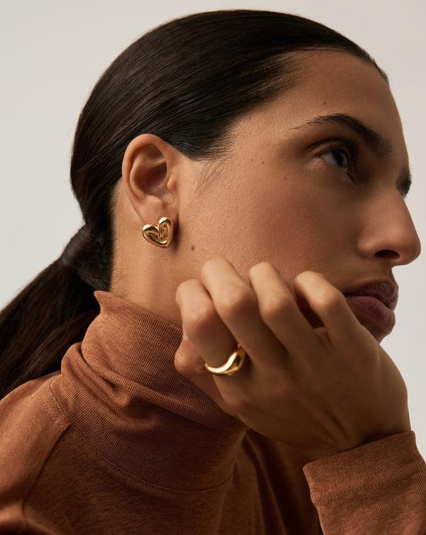 Missoma Puffy Heart Stud Earrings | 18ct Gold Plated