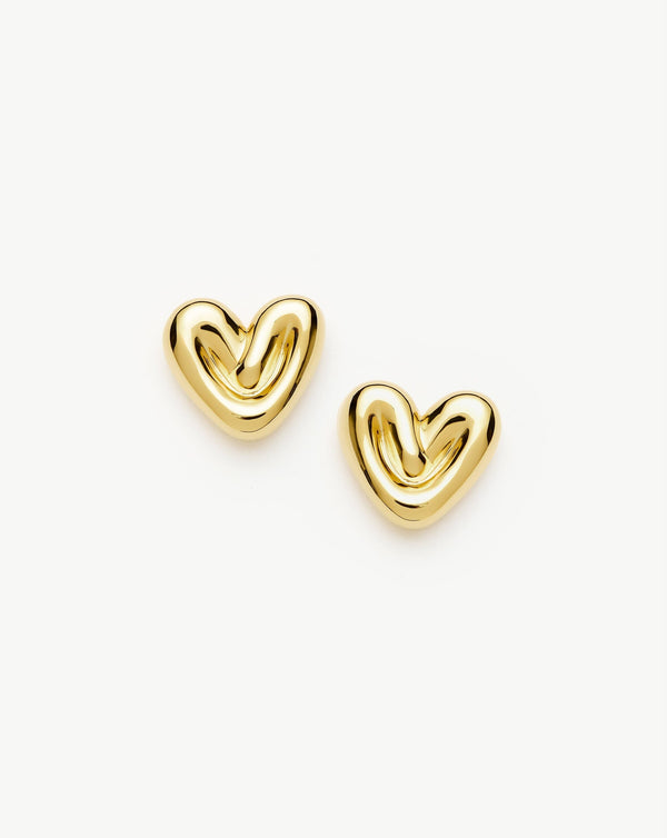 missoma Puffy Heart Stud Earrings | 18ct Gold Plated