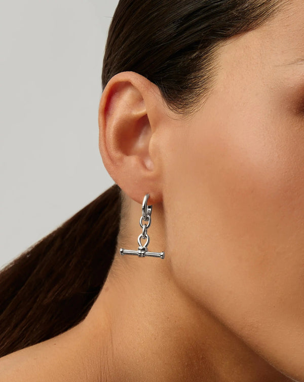 Missoma Ridge T-Bar Drop Huggies | Silver Plated