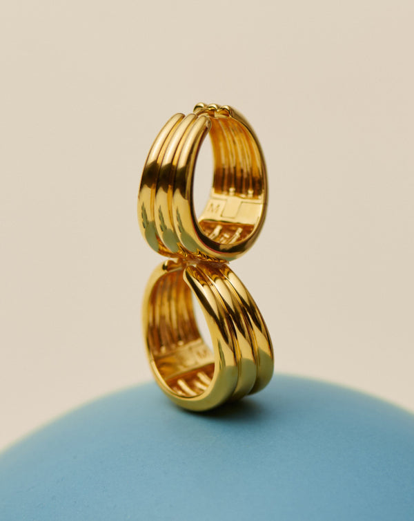 Missoma Savi Triple Ridge Hoop Earrings | Gold