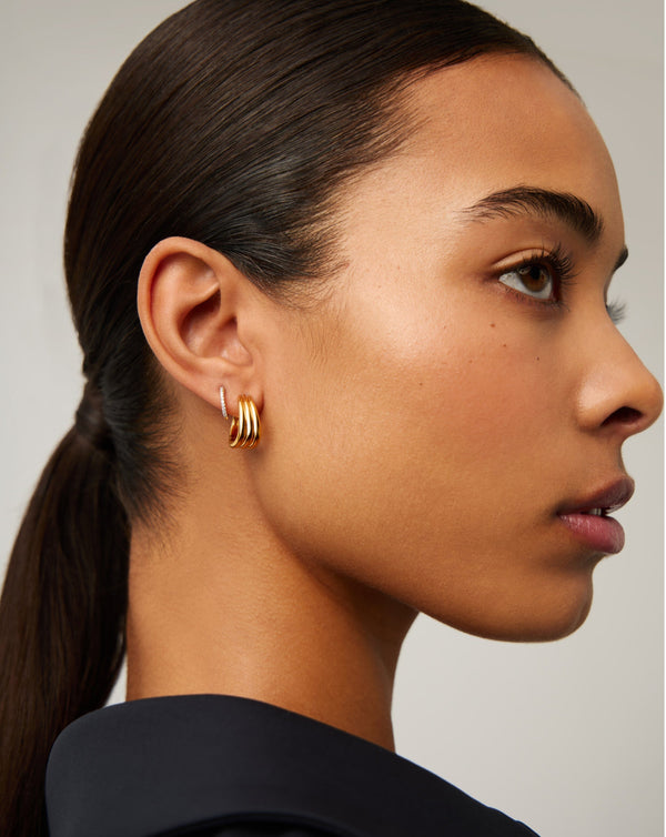 Missoma Savi Triple Ridge Hoop Earrings | Gold