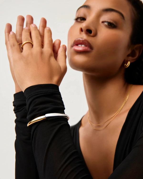 Missoma Sculptural Ridge Hinged Bangle | Mixed Metal