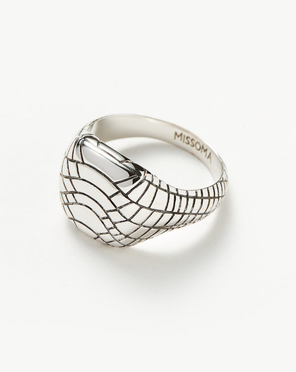Missoma Serpent Textured Signet Ring | Silver Plated