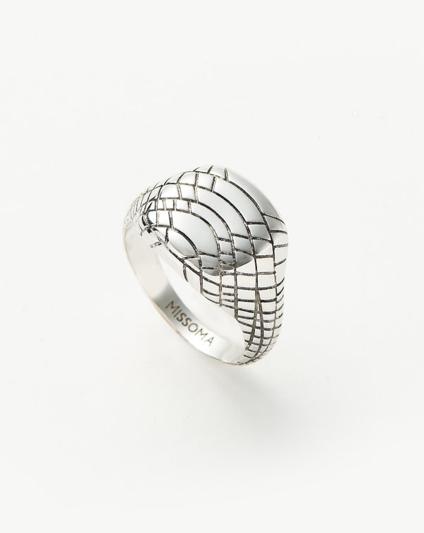 missoma Serpent Textured Signet Ring | Silver Plated