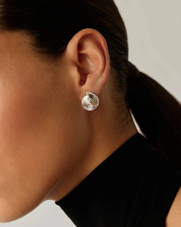 Missoma Spiral Small Stud Earrings | Silver Plated