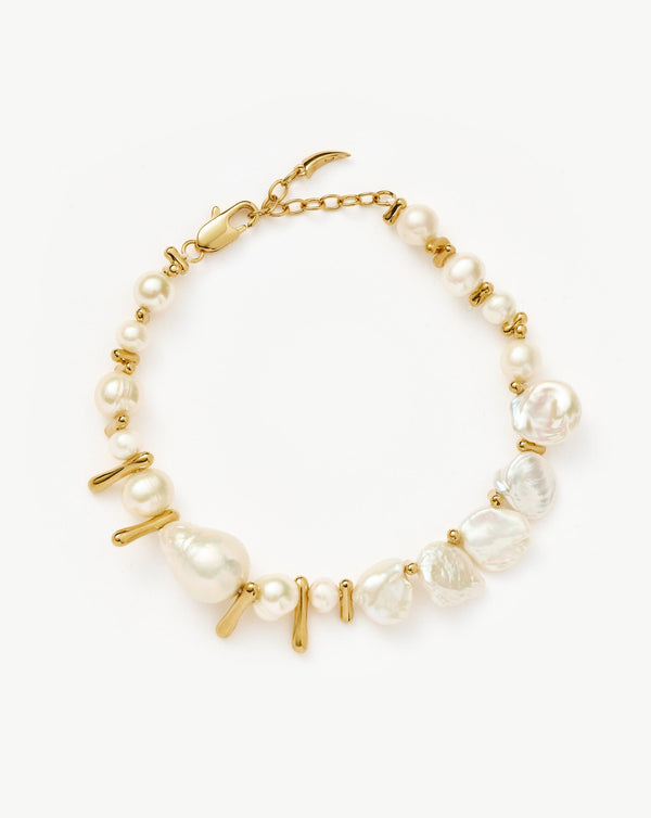missoma Mixed Pearl Statement Beaded Bracelet | 18ct Gold Plated/Pearl