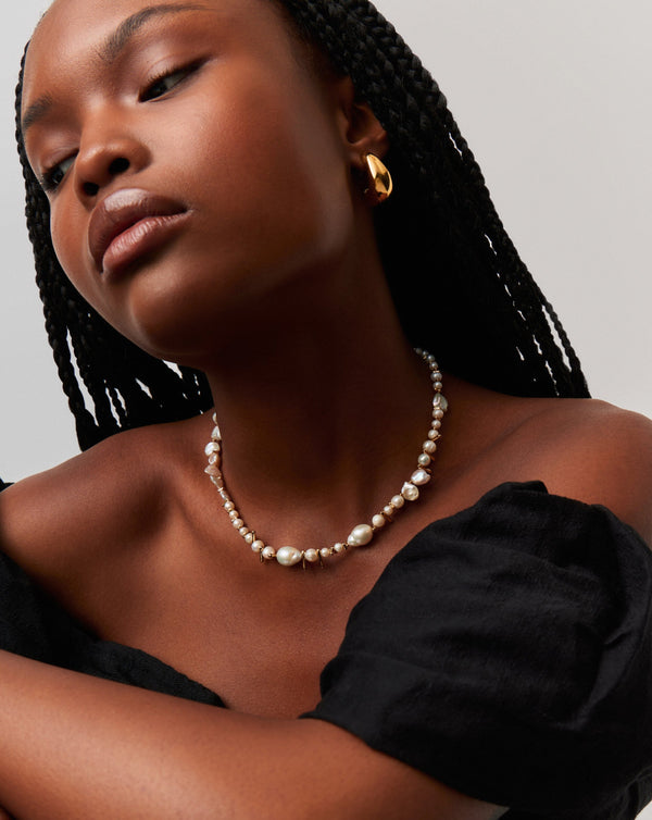 Missoma Mixed Pearl Statement Beaded Necklace | 18ct Gold Plated