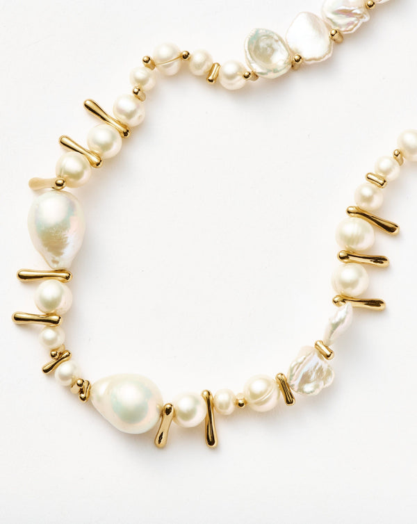 Missoma Mixed Pearl Statement Beaded Necklace | 18ct Gold Plated