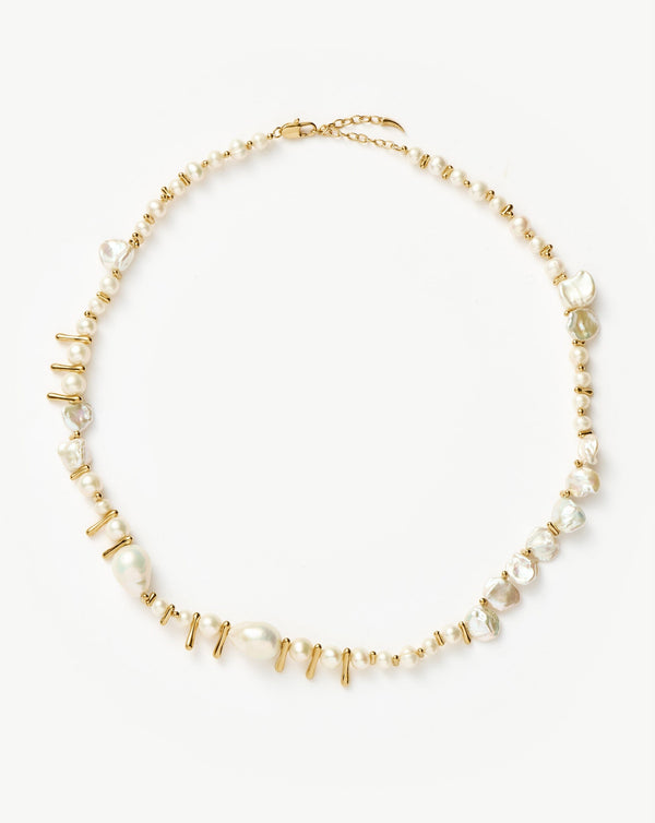missoma Mixed Pearl Statement Beaded Necklace | 18ct Gold Plated