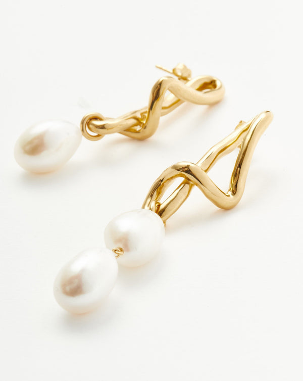 Missoma Molten Baroque Pearl Mismatch Drop Earrings