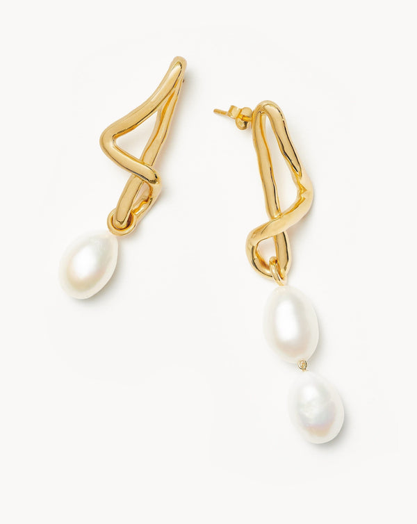missoma Molten Baroque Pearl Mismatch Drop Earrings