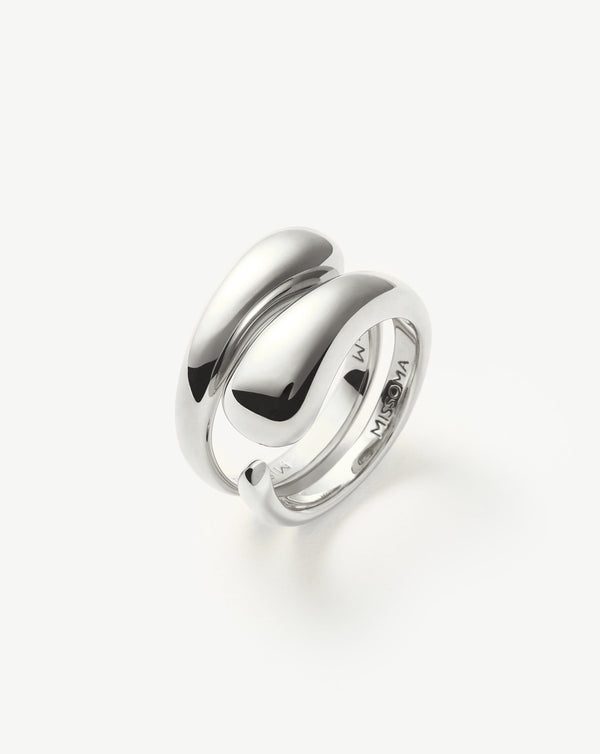 missoma Molten Double Stacking Ring Set | Silver Plated