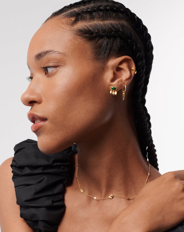 Missoma Molten Gemstone Charm Stud Earrings | Gold/Malachite