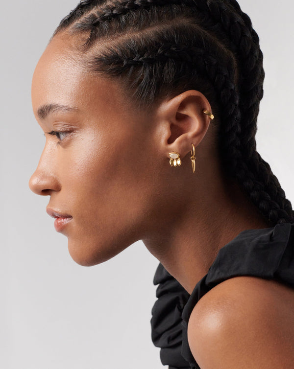 Missoma Molten Gemstone Charm Stud Earrings | Gold/Rainbow Moonstone