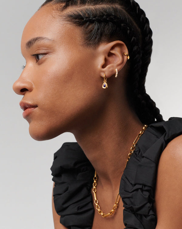 Missoma Molten Gemstone Doughnut Charm Small Hoop Earrings | Gold