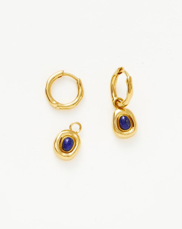 Missoma Molten Gemstone Doughnut Charm Small Hoop Earrings | Gold